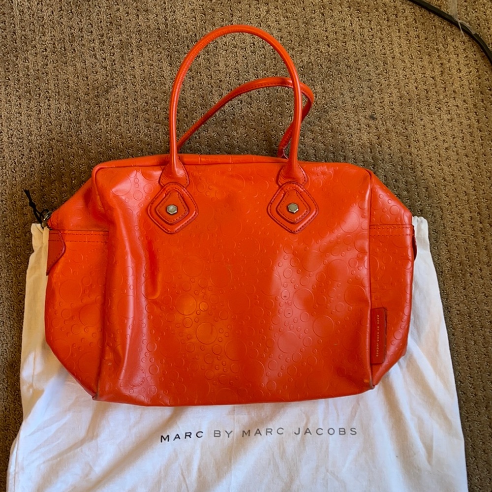 Marc by Marc Jacobs orange leather carryall